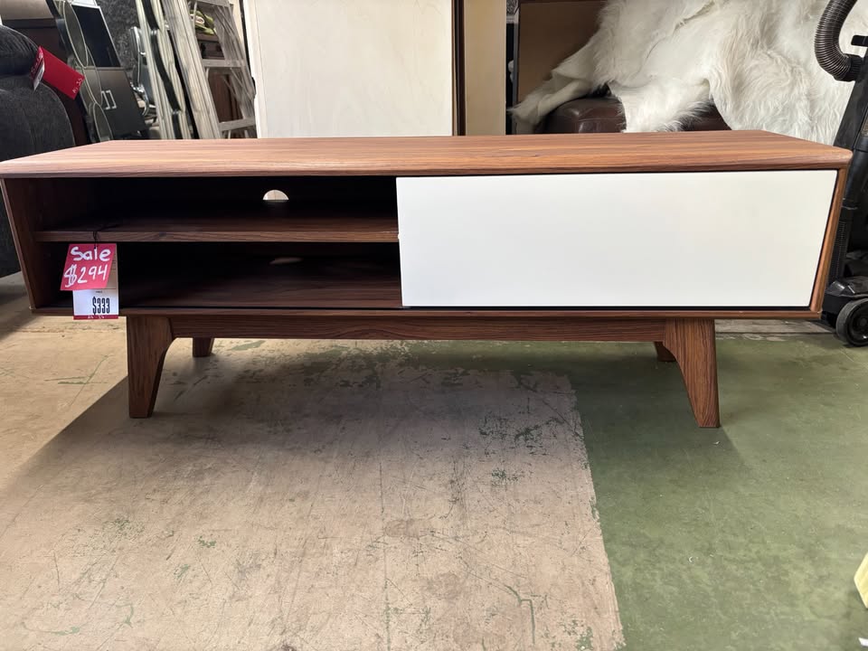 Mid-Century TV Stand Walnut Finish