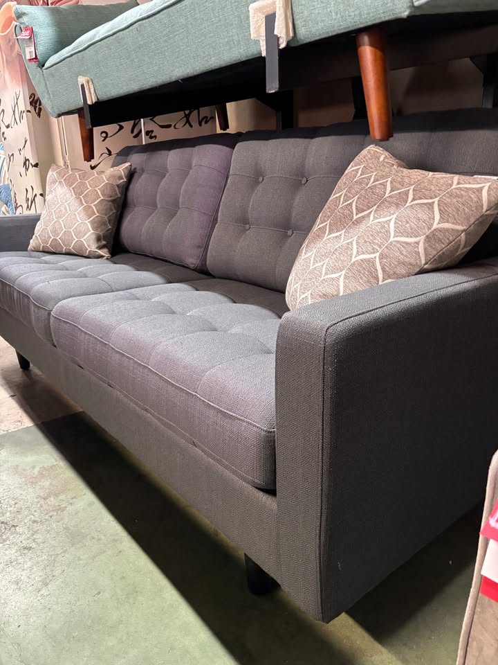 Modern Dark Gray Tufted Sofa