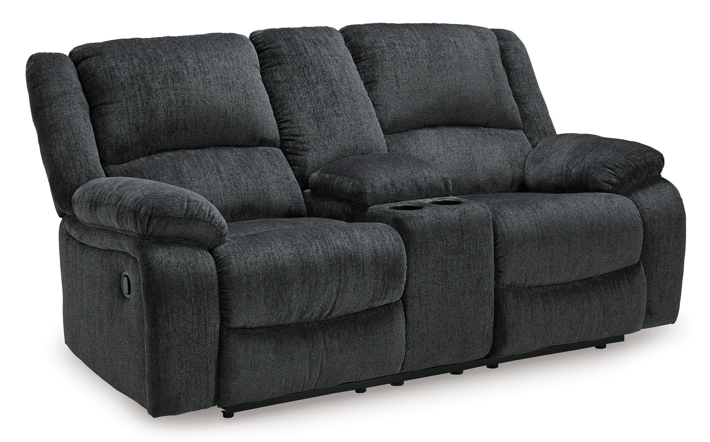 Contemporary Chenille Recliner Loveseat with Cupholders