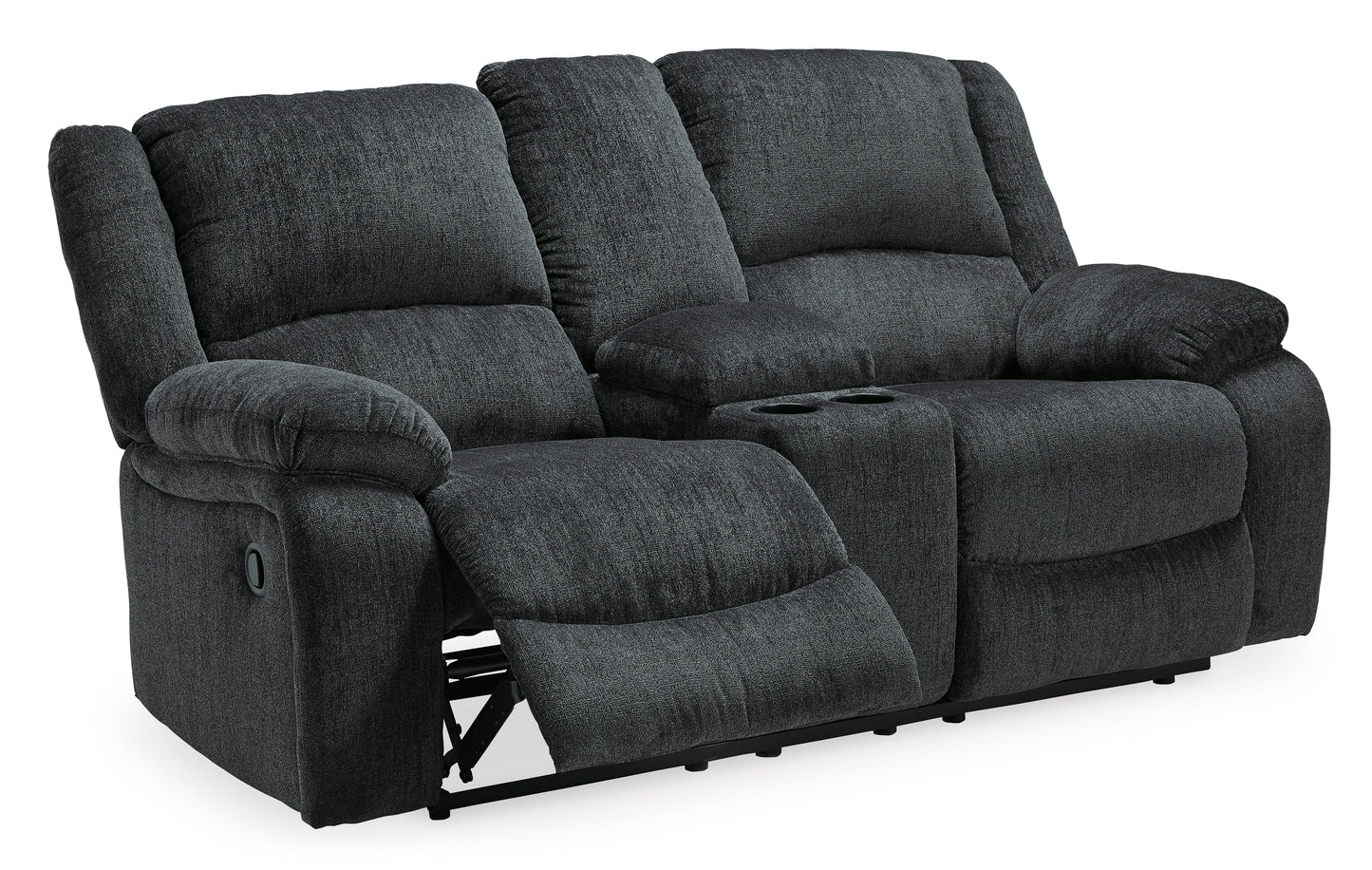 Contemporary Chenille Recliner Loveseat with Cupholders