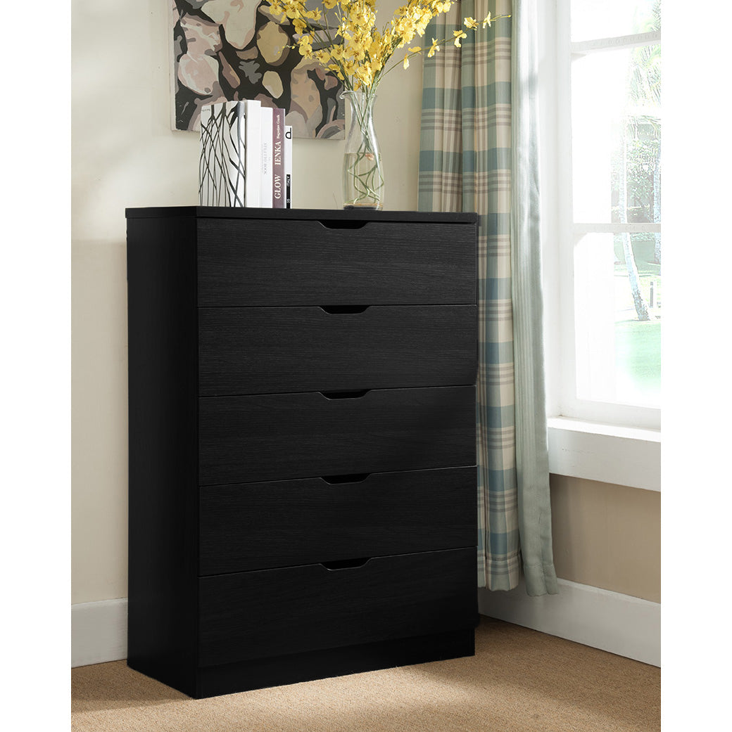 BLACK 5 DRAWERS CHEST