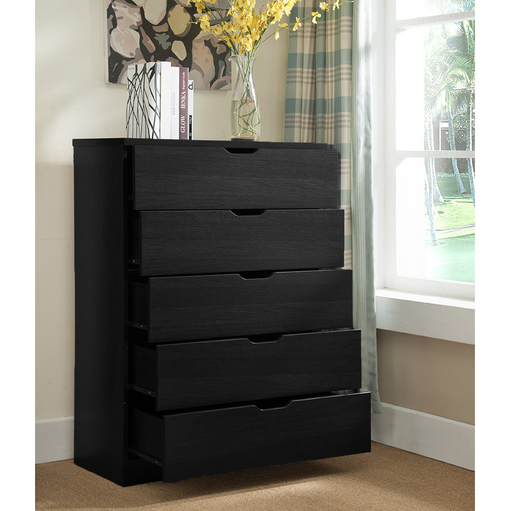 BLACK 5 DRAWERS CHEST