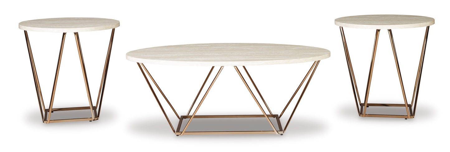 Faux Marble & Gold 3PC Coffee Table Set