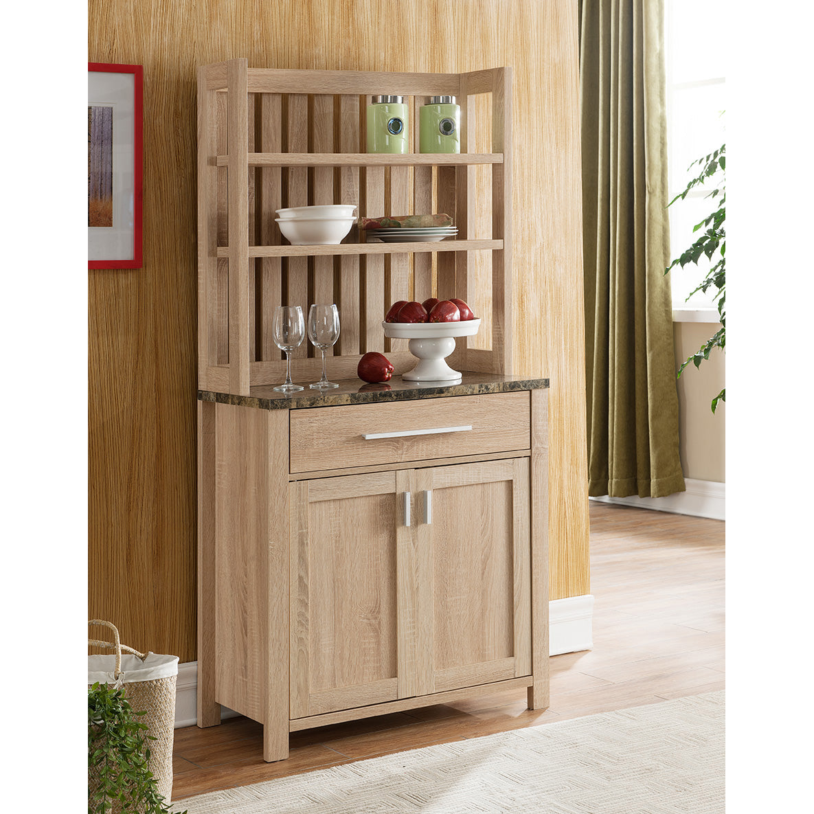 Weathered White Microwave Cabinet