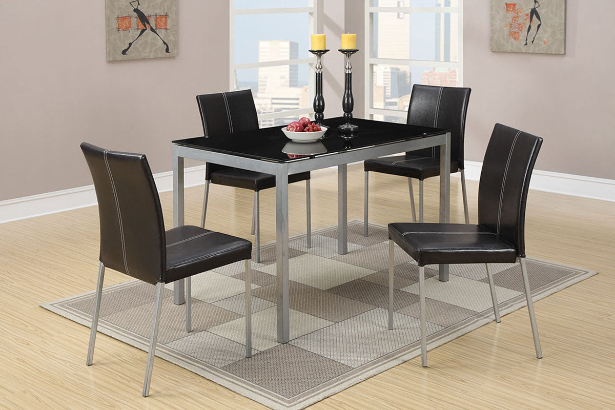 Black Glass 5 Pc Dining Set