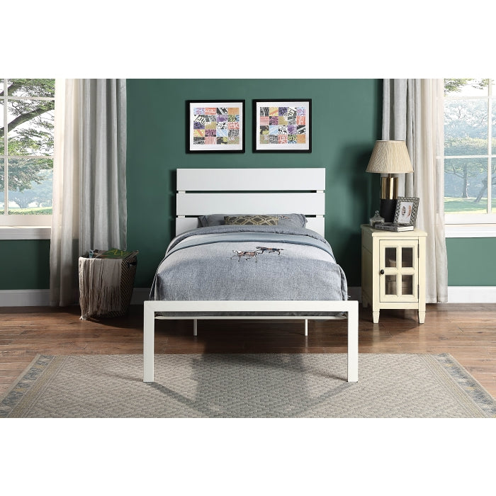 White Metal Twin Bedframe + Mattress