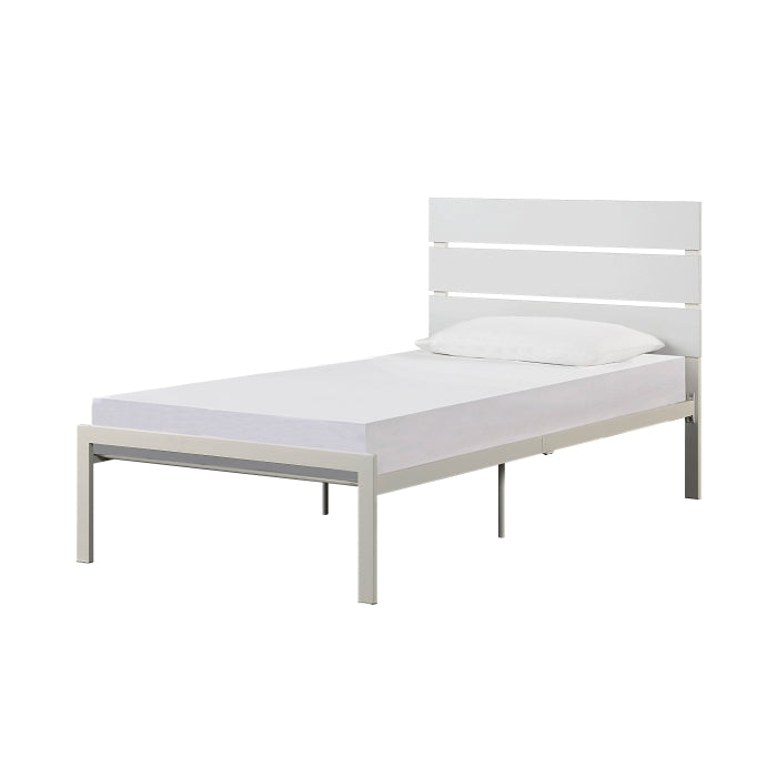 White Metal Twin Bedframe + Mattress
