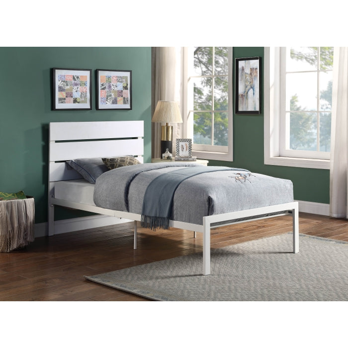 White Metal Twin Bedframe + Mattress