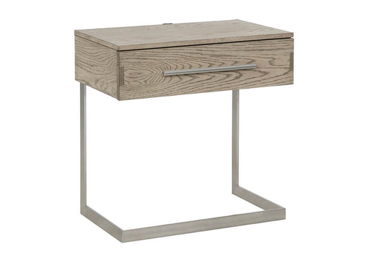 Modern Wood Nightstand with USB Ports