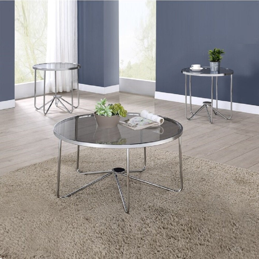 Chrome 3pc Coffee Table Set