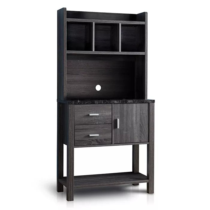 Gray Kitchen Storage Cabinet with Faux Marble Top