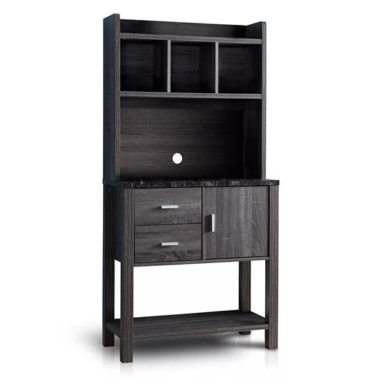 Gray Kitchen Storage Cabinet with Faux Marble Top