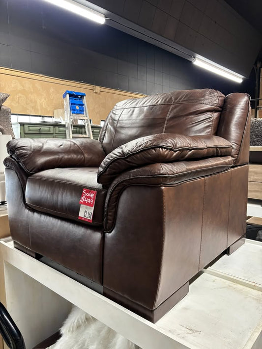 Genuine Brown Leather Accent Chair