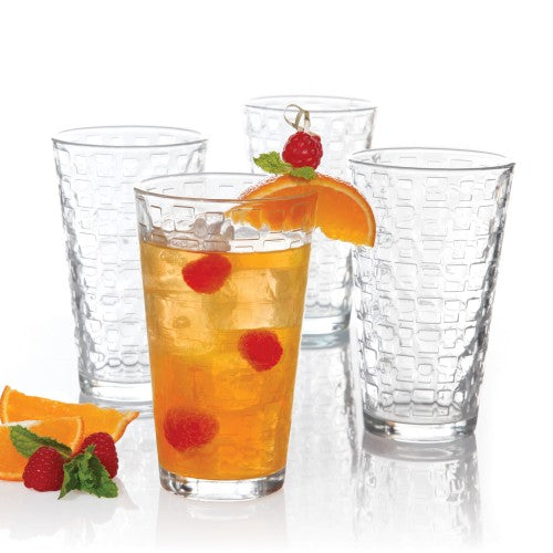 Great Foundations 4 pc 16 oz Glass Tumbler Set Square