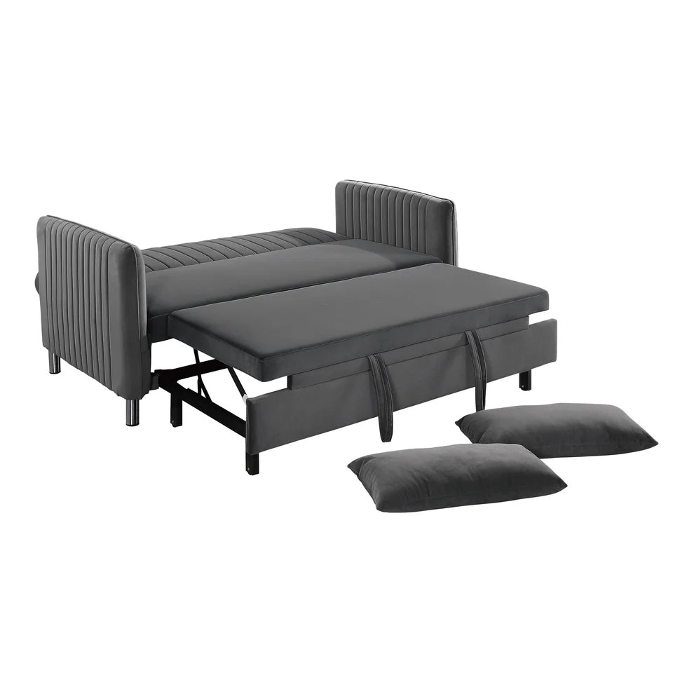 Modern Grey Velvet Sofa Sleeper