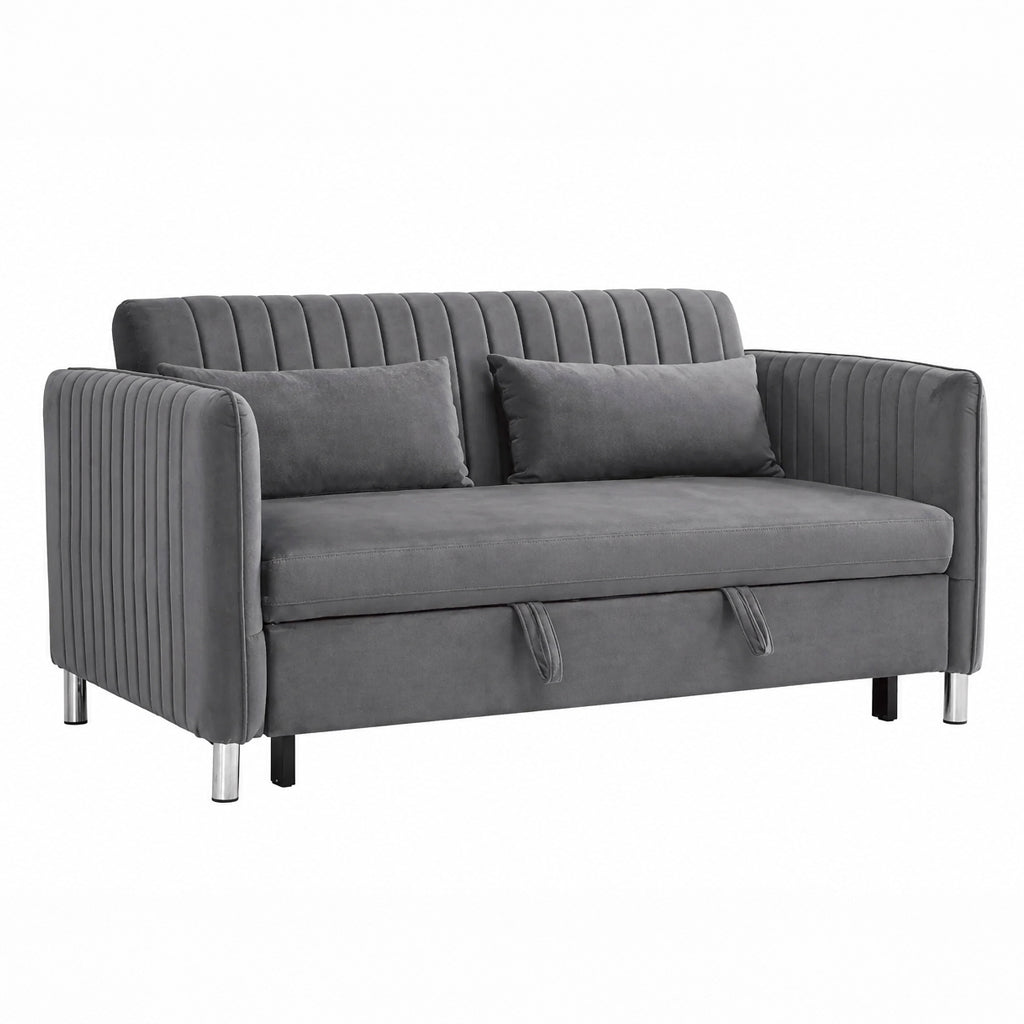 Modern Grey Velvet Sofa Sleeper