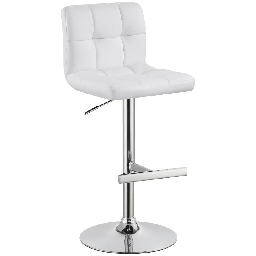 Upholstered Adjustable Bar Stool White