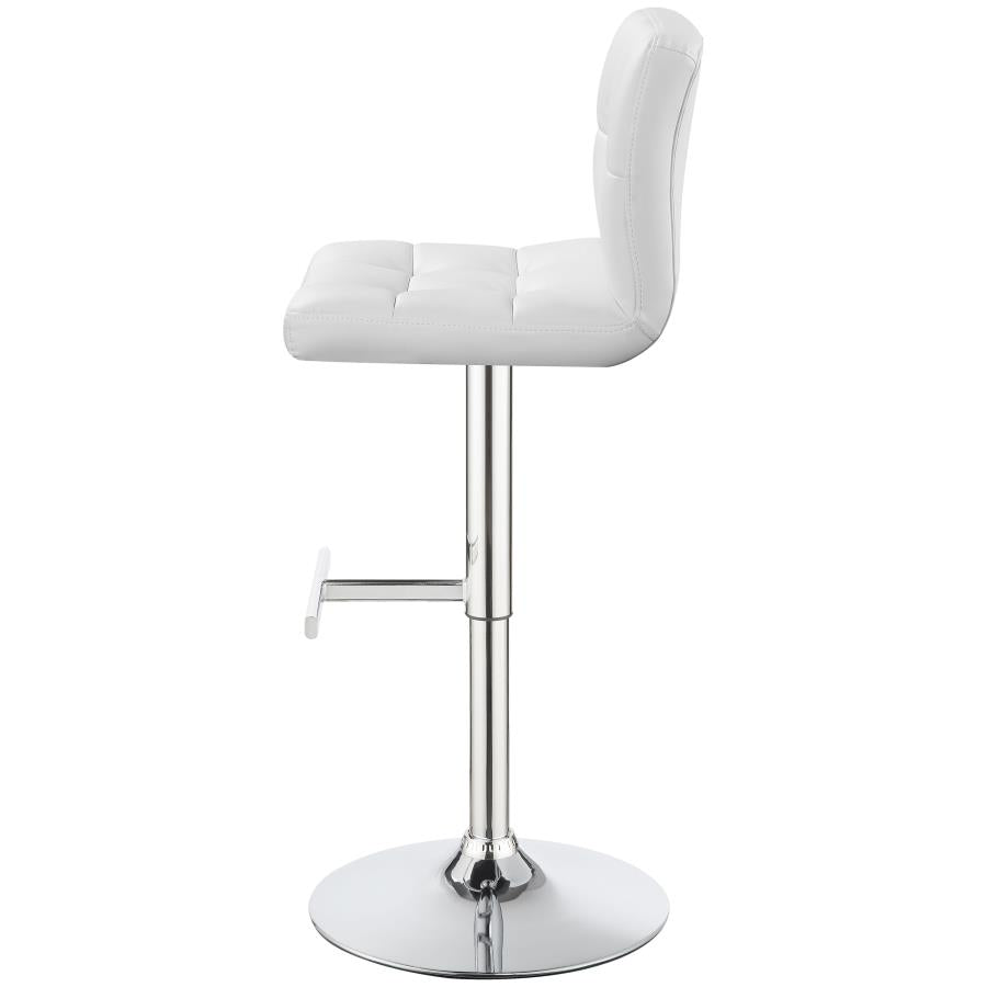 Upholstered Adjustable Bar Stool White