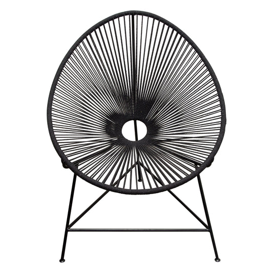Bohemian-Inspired Cotton Rope Chair - Black
