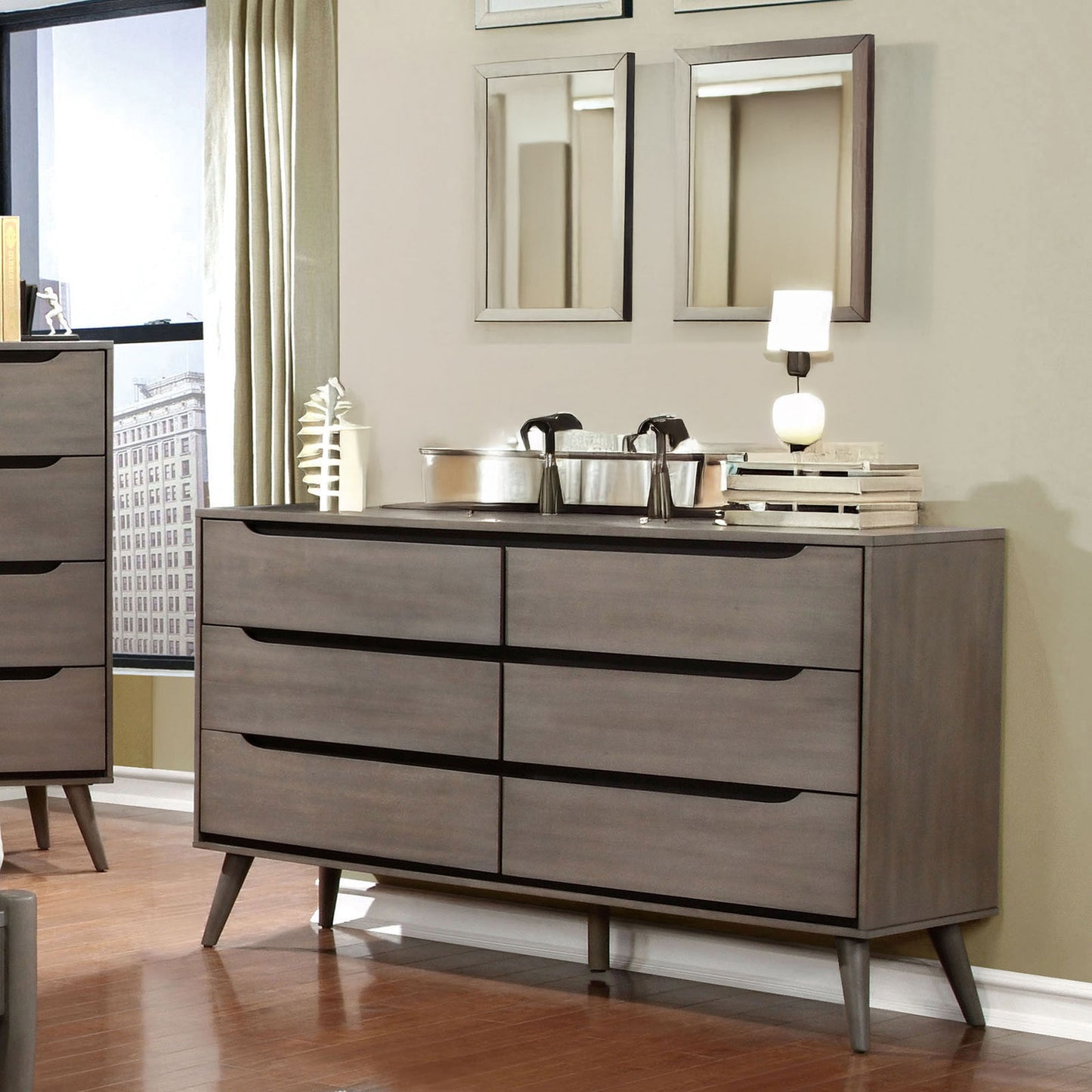 Gray Mid Century Style Dresser