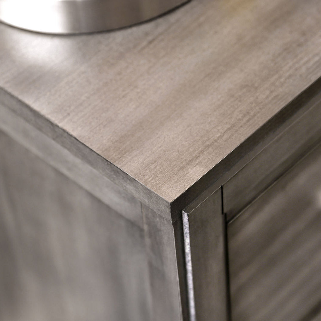 Gray Solid Wood Nightstand w/ Nickel Bar Pulls