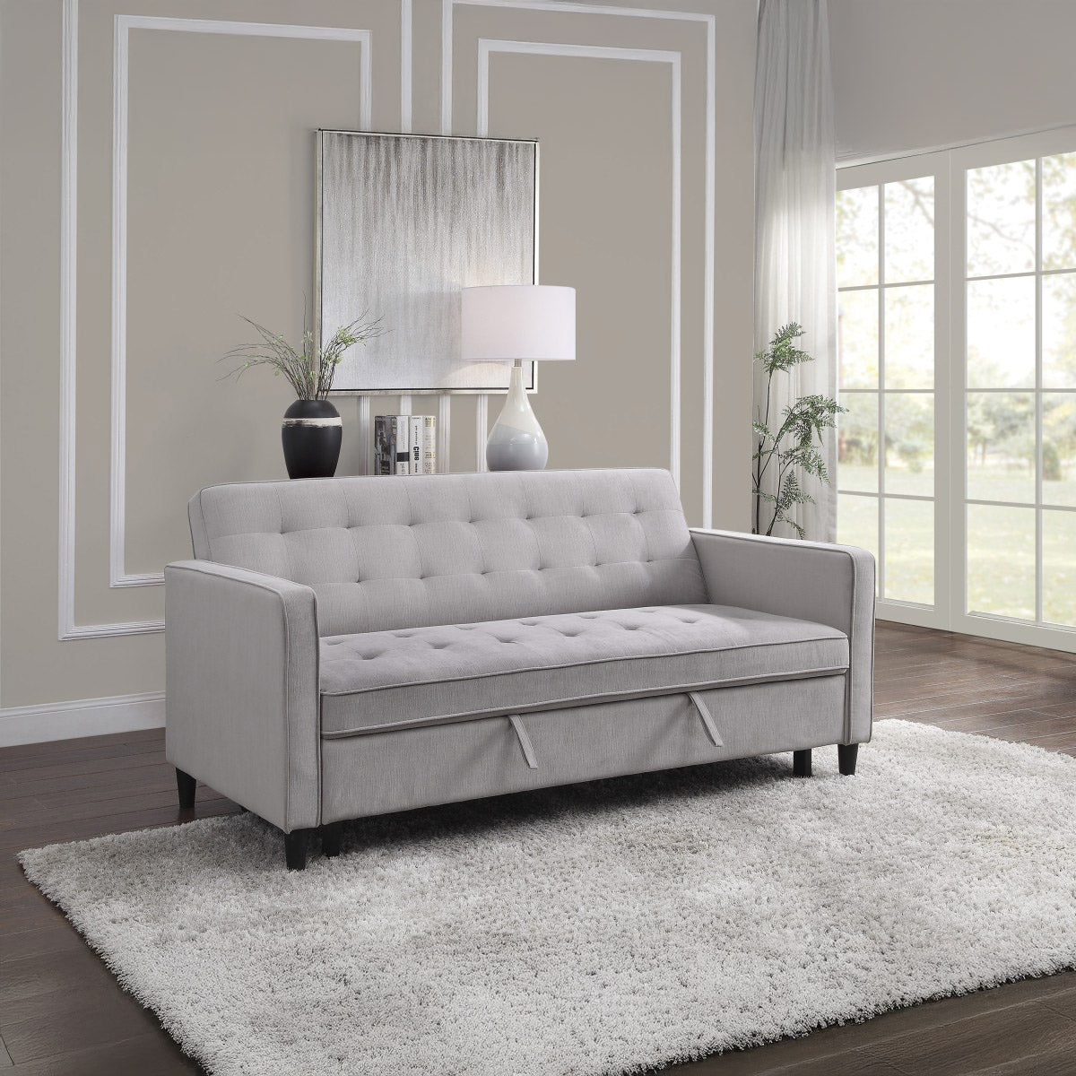 Gray Convertible Studio Sofa