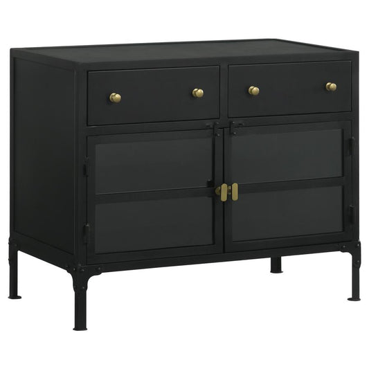 2-drawer Metal Accent Storage Cabinet Matte Black