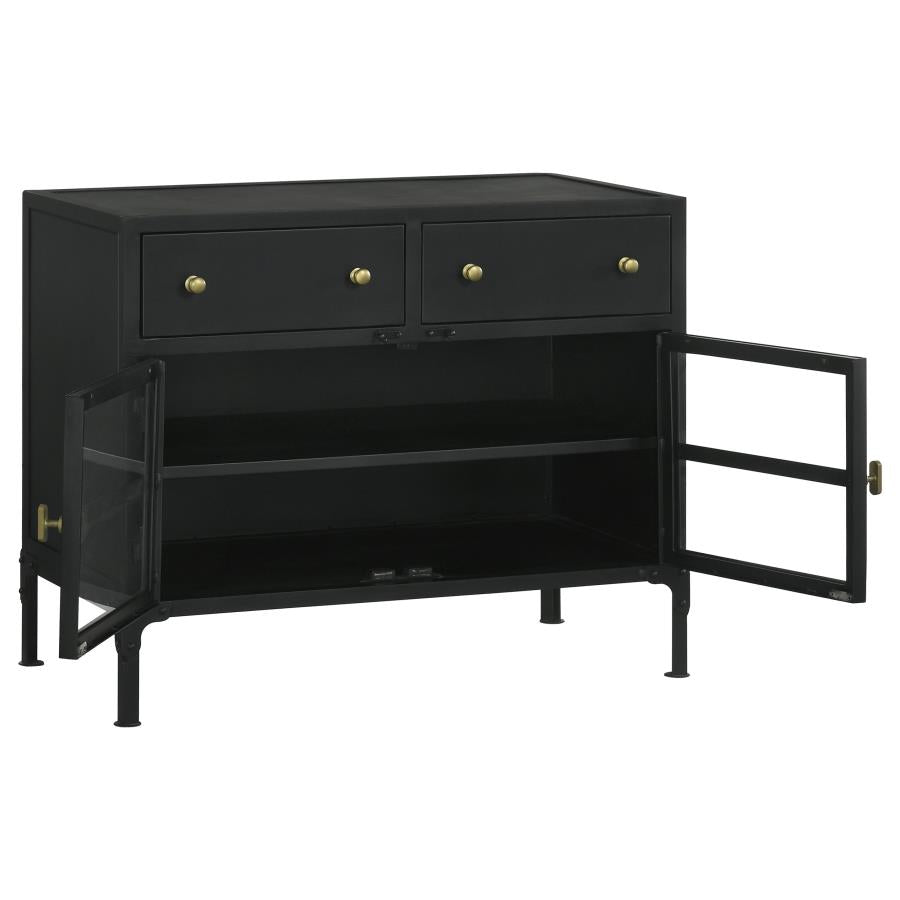2-drawer Metal Accent Storage Cabinet Matte Black