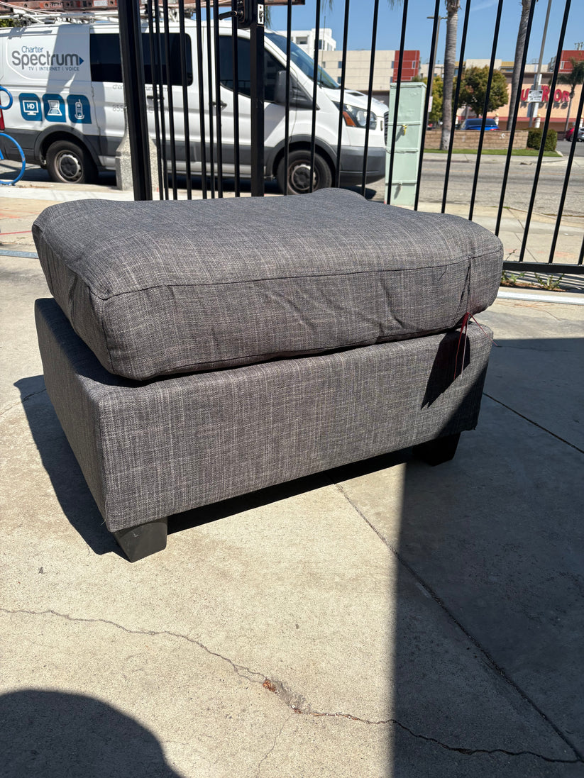 Gray Upholstered Ottoman