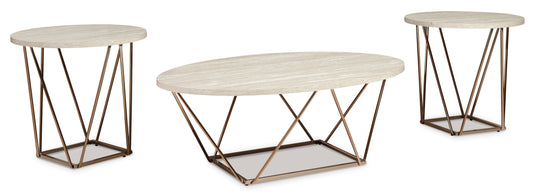 Faux Marble & Gold 3PC Coffee Table Set