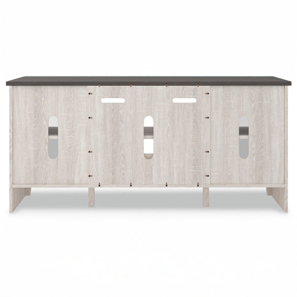 Antique White TV Stand with Glass Doors