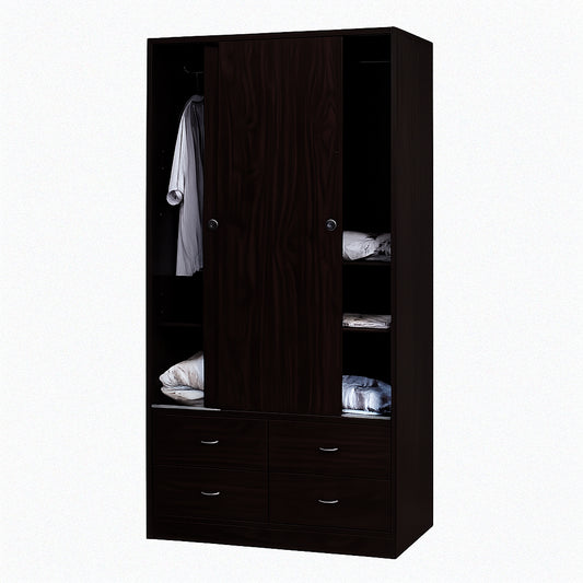 Espresso Sliding Door Wardrobe Closet