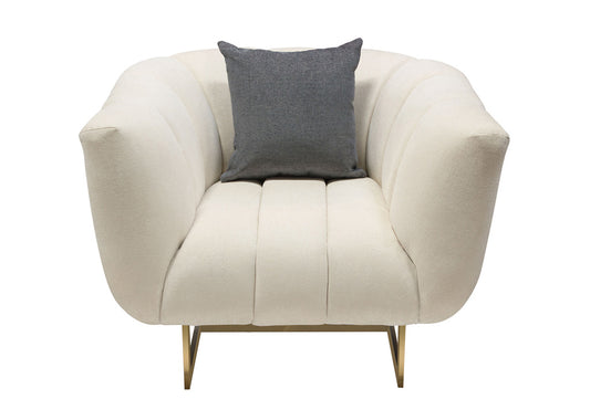 Cream & Gold Channel Tufted Accent Chair