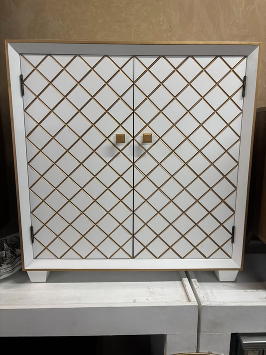 White and Gold Accent Cabinet
