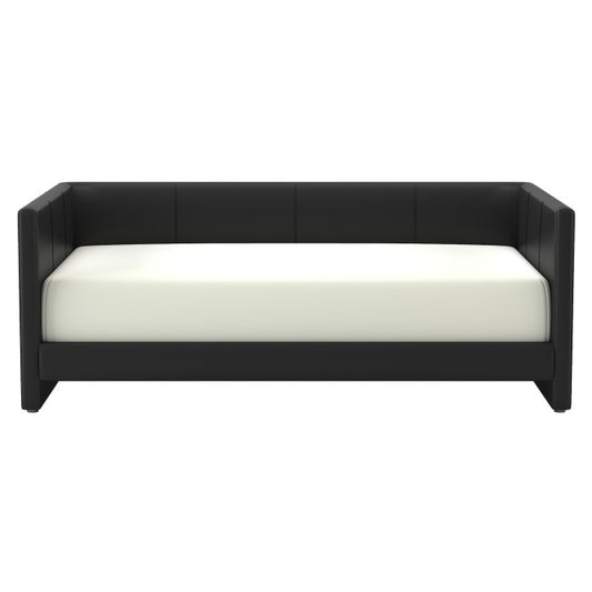 Black Vinyl Twin Daybed Frame with Mattress