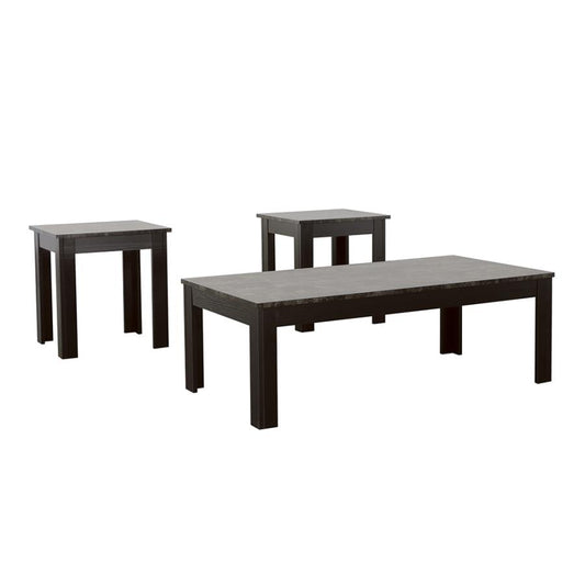 Black 3-PC Faux marble coffee table set